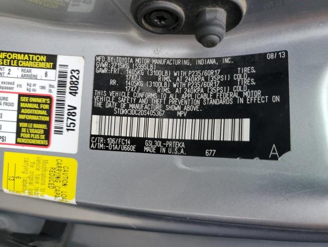 5TDKK3DC2DS405367 - 2013 TOYOTA SIENNA LE SILVER photo 12