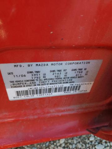 JM1BK324371671140 - 2007 MAZDA 3 S RED photo 13