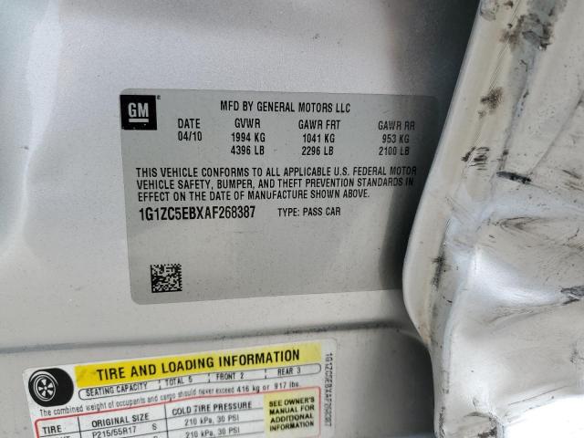 1G1ZC5EBXAF268387 - 2010 CHEVROLET MALIBU 1LT 银色 照片 12