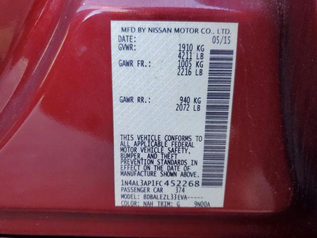 1N4AL3AP1FC452268 - 2015 NISSAN ALTIMA 2.5 RED photo 12