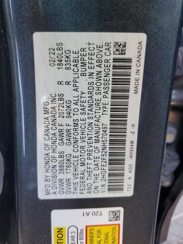 2HGFE2F52NH570497 - 2022 HONDA CIVIC SPORT 灰色 照片 12