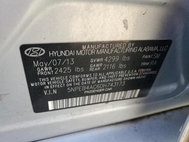 5NPEB4AC6DH743173 - 2013 HYUNDAI SONATA GLS SILVER photo 12