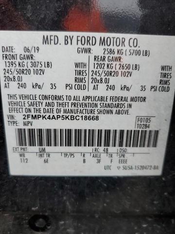 2FMPK4AP5KBC18668 - 2019 FORD EDGE ST BLACK photo 13