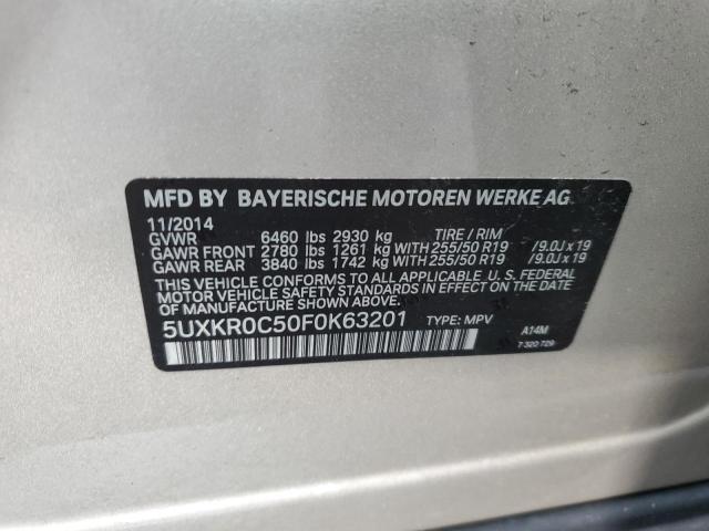 5UXKR0C50F0K63201 - 2015 BMW X5 XDRIVE35I BEIGE photo 12