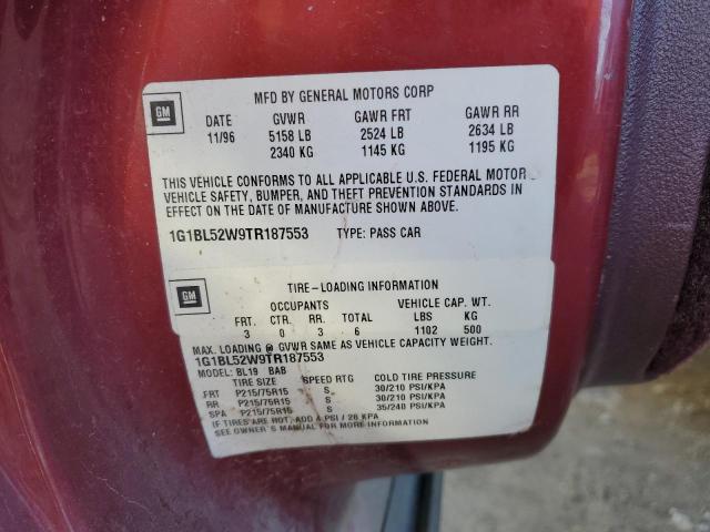 1G1BL52W9TR187553 - 1996 CHEVROLET CAPRICE CLASSIC MAROON photo 12