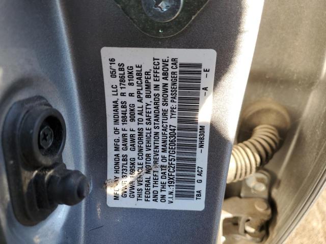 19XFC2F57GE063047 - 2016 HONDA CIVIC LX SILVER photo 12