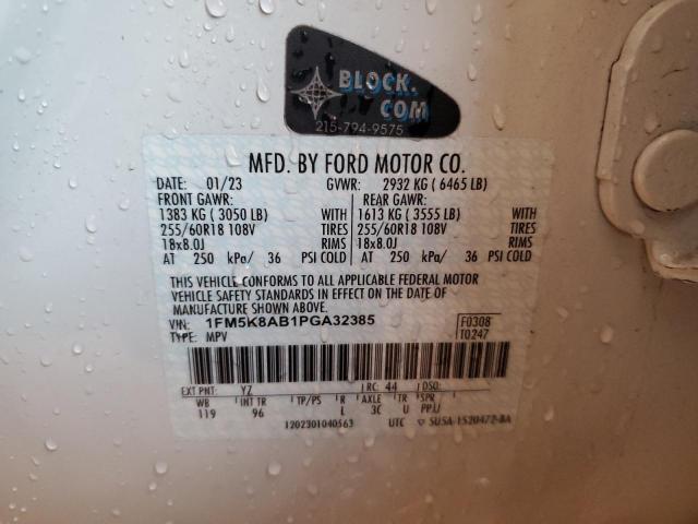 1FM5K8AB1PGA32385 - 2023 FORD EXPLORER POLICE INTERCEPTOR Weiß Foto 12