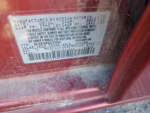 3N1AB7AP9GY233591 - 2016 NISSAN SENTRA S MAROON photo 13