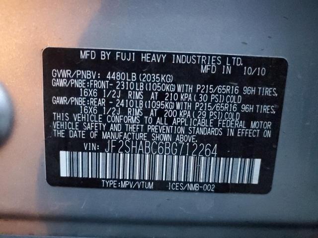 JF2SHABC6BG712264 - 2011 SUBARU FORESTER 2.5X SILVER photo 13