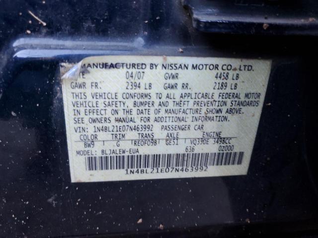 1N4BL21E07N463992 - 2007 NISSAN ALTIMA 3.5SE BLUE photo 12