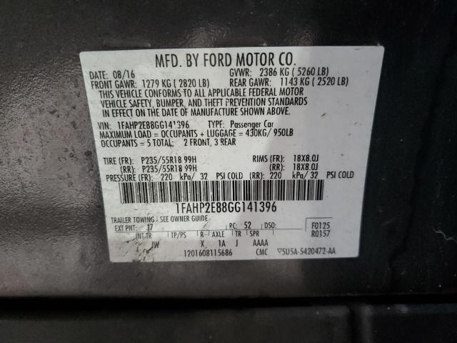 1FAHP2E88GG141396 - 2016 FORD TAURUS SEL GRAY photo 13