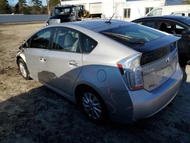 JTDKN3DP2D3045139 - 2013 TOYOTA PRIUS PLUG SILVER photo 2