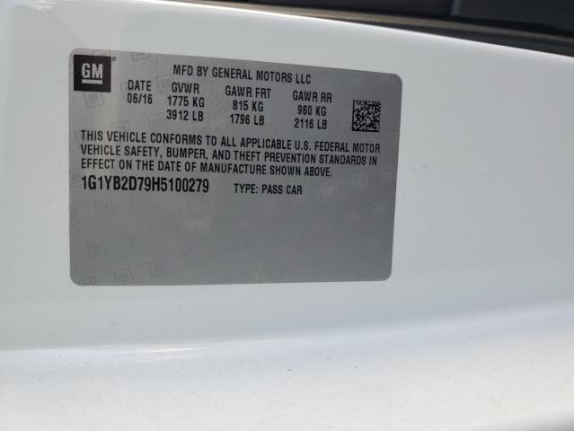 1G1YB2D79H5100279 - 2017 CHEVROLET CORVETTE STINGRAY 1LT WHITE photo 12