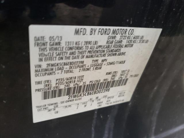 2FMGK5C86EBD02398 - 2014 FORD FLEX SEL BLACK photo 13