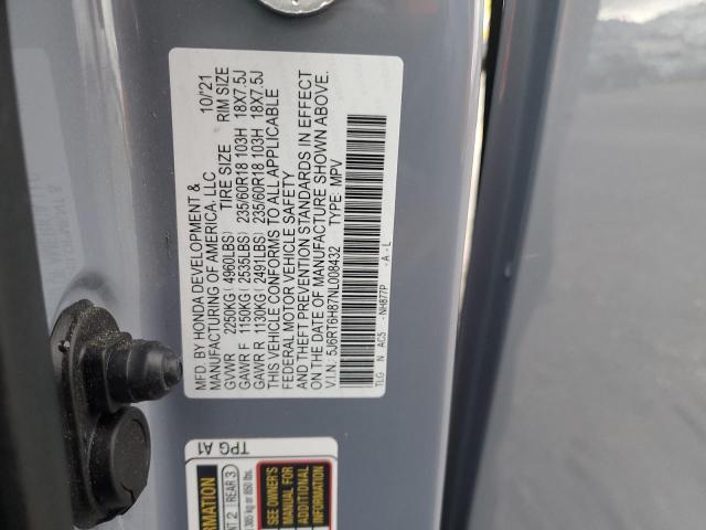 5J6RT6H87NL008432 - 2022 HONDA CR-V EXL GRAY photo 12