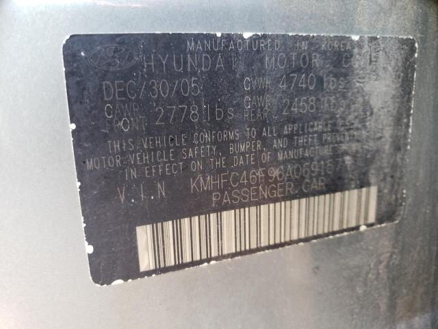 KMHFC46F96A069157 - 2006 HYUNDAI AZERA SE GREEN photo 12