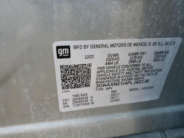 3GNAXNEG4PL162138 - 2023 CHEVROLET EQUINOX PREMIER GRAY photo 13