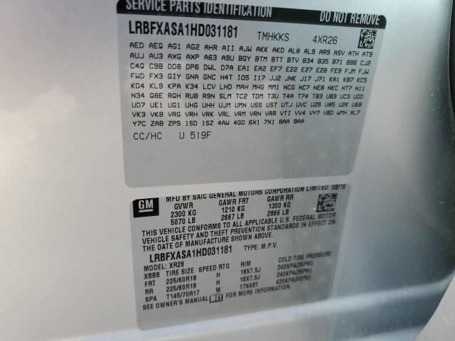 LRBFXASA1HD031181 - 2017 BUICK ENVISION PREFERRED SILVER photo 13