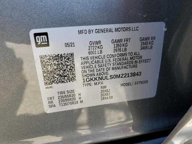 1GKKNULS0MZ213843 - 2021 GMC ACADIA SLT GRAY photo 13