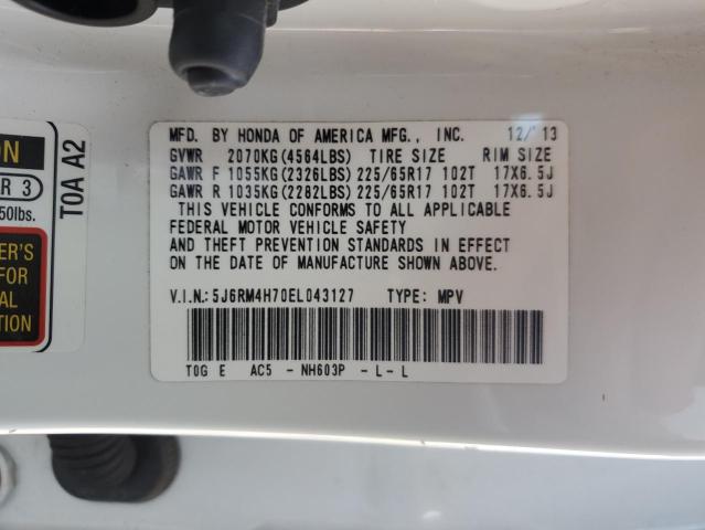 5J6RM4H70EL043127 - 2014 HONDA CR-V EXL WHITE photo 13