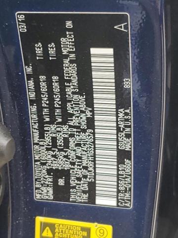 5TDJKRFH1GS276579 - 2016 TOYOTA HIGHLANDER XLE BLUE photo 13