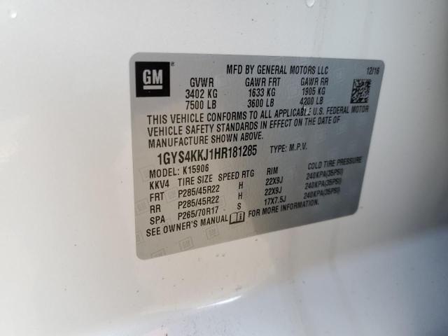 1GYS4KKJ1HR181285 - 2017 CADILLAC ESCALADE ESV PLATINUM თეთრი ფოტო 13