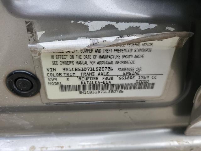 3N1CB51D71L520726 - 2001 NISSAN SENTRA XE SILVER photo 13