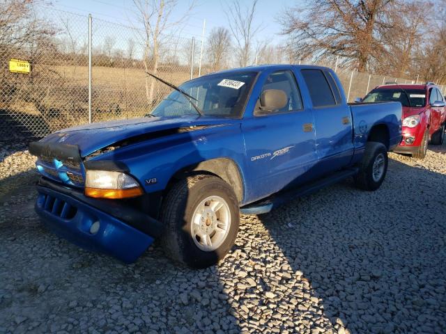 1B7GL2AN7YS621327 - 2000 DODGE DAKOTA QUAD BLUE photo 1