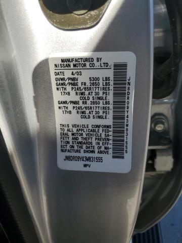 JN8DR09Y43W831555 - 2003 NISSAN PATHFINDER LE ვერცხლისფერი ფოტო 13