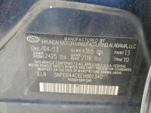 5NPEB4AC6EH861340 - 2014 HYUNDAI SONATA GLS BLUE photo 13