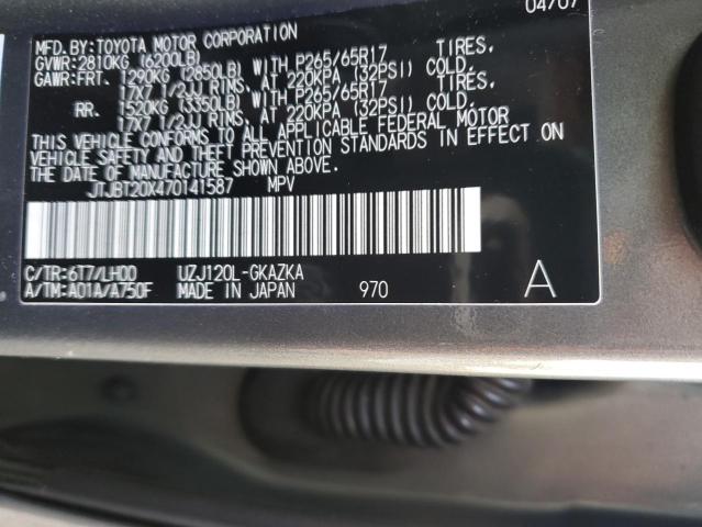 JTJBT20X470141587 - 2007 LEXUS GX 470 GREEN photo 12