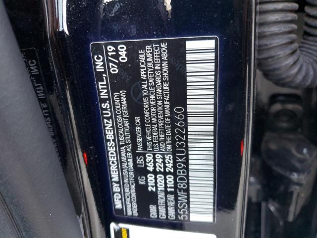 55SWF8DB9KU322660 - 2019 MERCEDES-BENZ C 300 BLACK photo 12