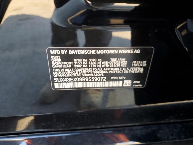 5UX43EX09R9S59072 - 2024 BMW X6 M60I BLACK photo 13