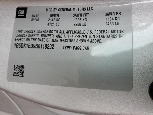 1G6DK1ED9B0118292 - 2011 CADILLAC CTS PERFORMANCE COLLECTION Silber Foto 12