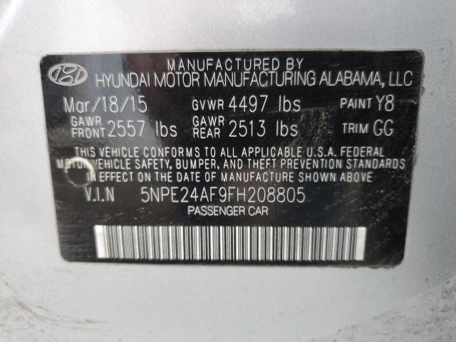 5NPE24AF9FH208805 - 2015 HYUNDAI SONATA SE SILVER photo 12