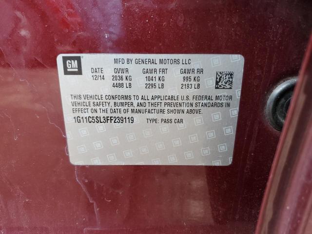 1G11C5SL3FF239119 - 2015 CHEVROLET MALIBU 1LT MAROON photo 12