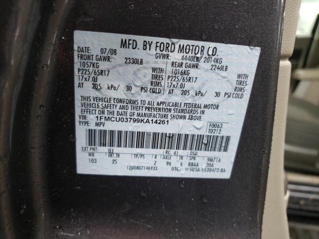 1FMCU03799KA14261 - 2009 FORD ESCAPE XLT GRAY photo 12