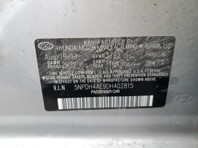 5NPDH4AE9DH402815 - 2013 HYUNDAI ELANTRA GLS SILVER photo 12