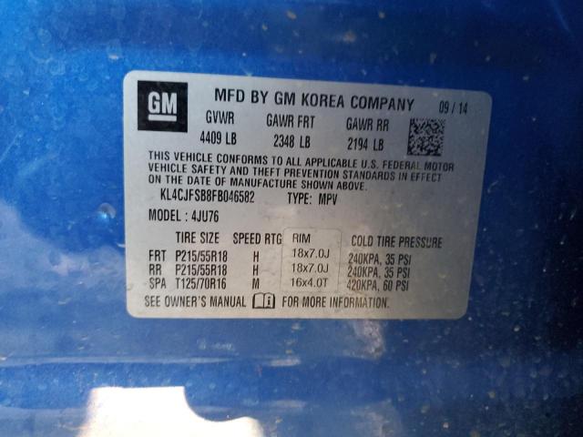 KL4CJFSB8FB046582 - 2015 BUICK ENCORE CONVENIENCE 蓝色 照片 13