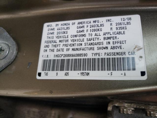 1HGCP26899A088590 - 2009 HONDA ACCORD EXL GOLD photo 12