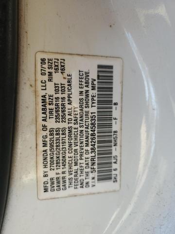 5FNRL38426B458351 - 2006 HONDA ODYSSEY EX WHITE photo 14