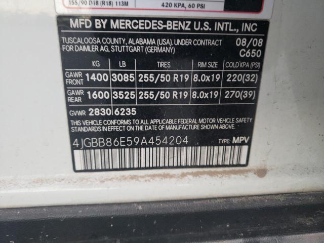 4JGBB86E59A454204 - 2009 MERCEDES-BENZ ML 350 WHITE photo 13