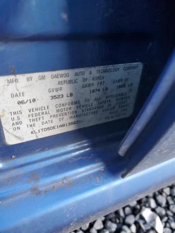 KL1TD5DE1AB135621 - 2010 CHEVROLET AVEO LS Mavi foto 12