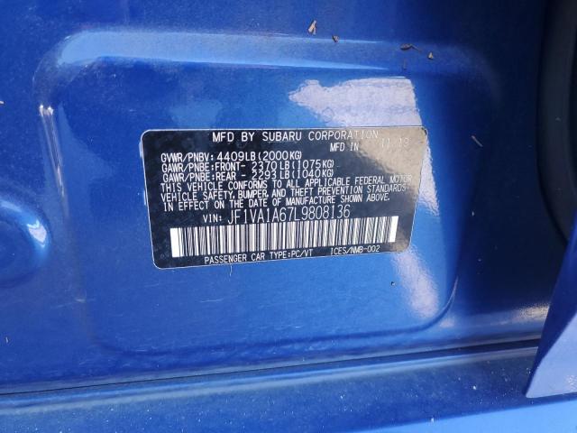 JF1VA1A67L9808136 - 2020 SUBARU WRX BLUE photo 12