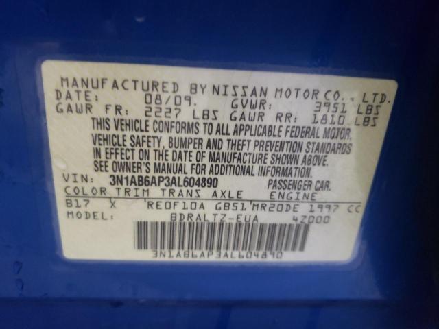 3N1AB6AP3AL604890 - 2010 NISSAN SENTRA 2.0 BLUE photo 12