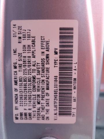 5J6TF2H59EL001848 - 2014 HONDA CROSSTOUR EXL ვერცხლისფერი ფოტო 13