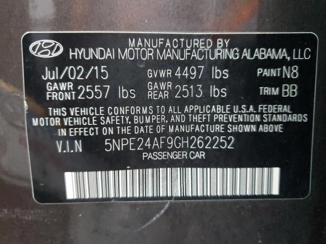 5NPE24AF9GH262252 - 2016 HYUNDAI SONATA SE CHARCOAL photo 12