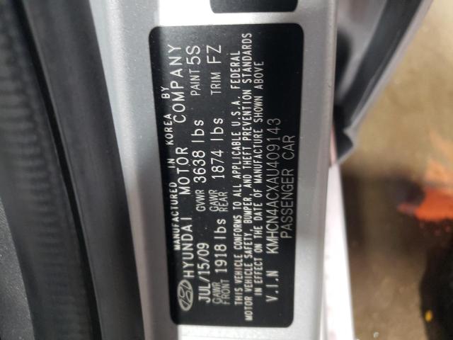 KMHCN4ACXAU409143 - 2010 HYUNDAI ACCENT GLS SILVER photo 12