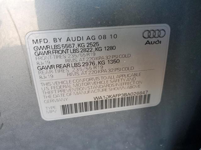 WA1DKAFP3BA026847 - 2011 AUDI Q5 PREMIUM PLUS GRAY photo 12