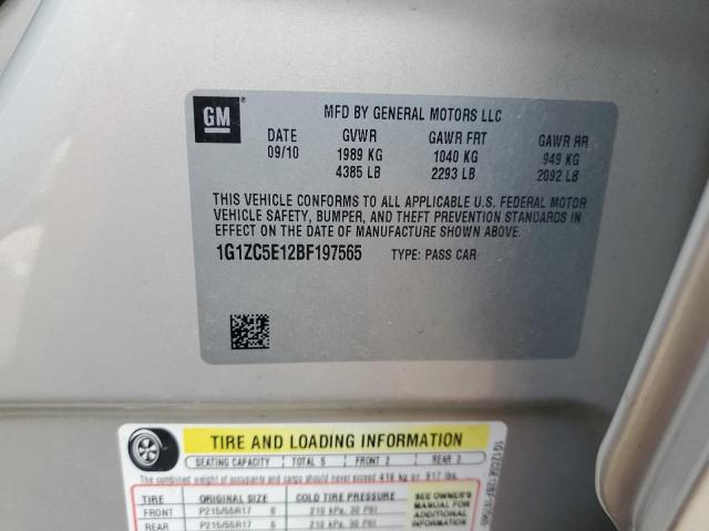 1G1ZC5E12BF197565 - 2011 CHEVROLET MALIBU 1LT Gümüş foto 12